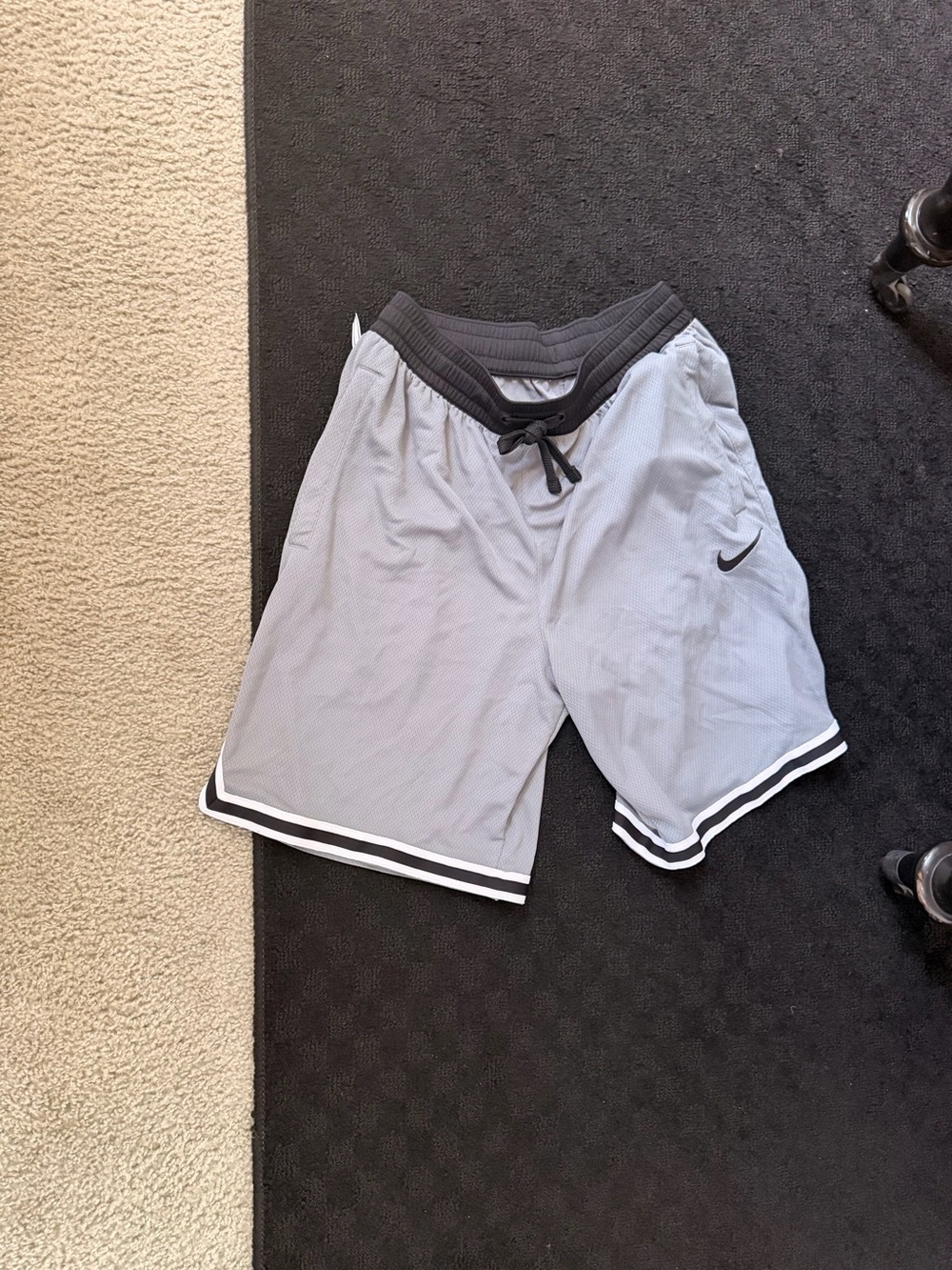 Nike Men’s Light Gray Athletic Shorts with Black Trim